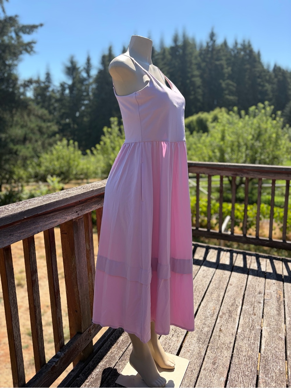 Athleta Light Pink Elation V-Neck Maxi Dress Built-In Bra Size M Balletcore